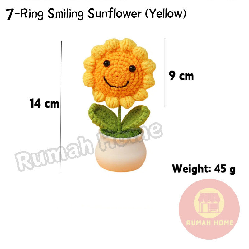 Crochet Sunflower Mini Potted Flower Handmade Decor Office Desk Car Decor Gift for Women Teachers Birthday Christmas
