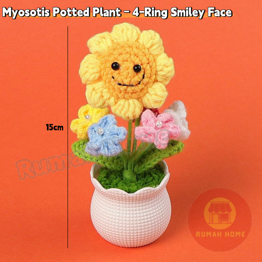 Crochet Sunflower Mini Potted Flower Handmade Decor Office Desk Car Decor Gift for Women Teachers Birthday Christmas