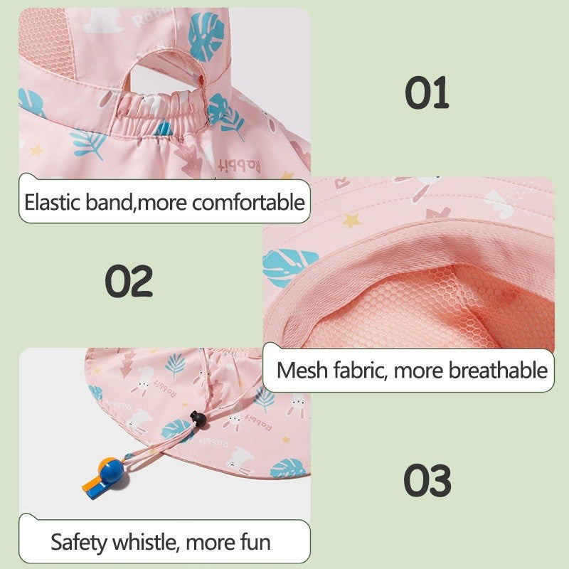 【SG stock】UV Protection Kids Sun Hat Big Brim Sunshade Hat Summer Breathable Fisherman Hat Neck Protection
