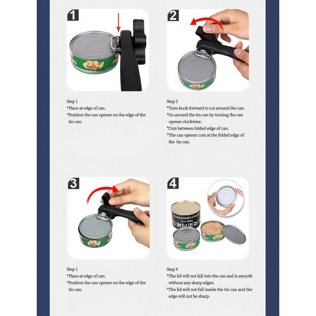 Safe Cut Can Opener Stainless Steel Smooth Edge Can Opener Manual Can Opener Jar Opener