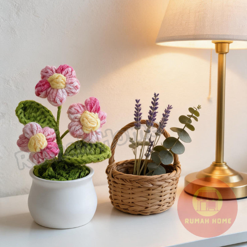 Crochet Sunflower Mini Potted Flower Handmade Decor Office Desk Car Decor Gift for Women Teachers Birthday Christmas