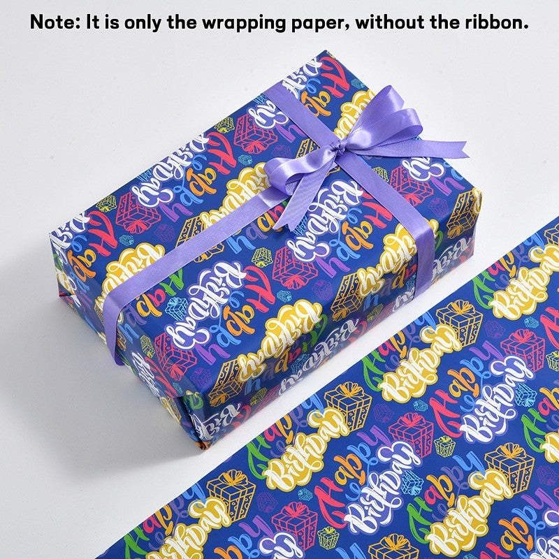 Birthday Wrapping Paper /Gift Wrappers for Holiday Kids Gift Box Packaging Paper/Card / Ribbon
