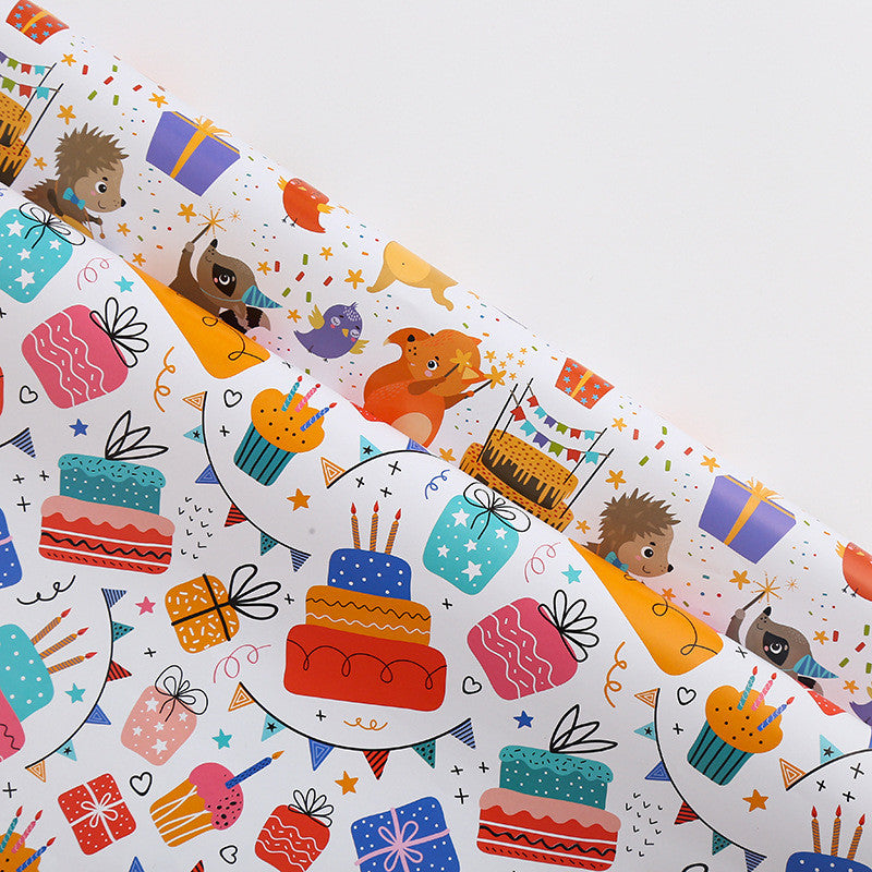 Birthday Wrapping Paper /Gift Wrappers for Holiday Kids Gift Box Packaging Paper/Card / Ribbon