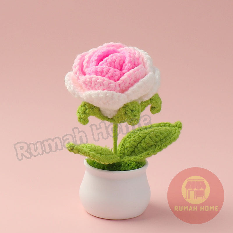 Crochet Sunflower Mini Potted Flower Handmade Decor Office Desk Car Decor Gift for Women Teachers Birthday Christmas