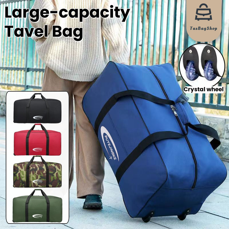 Tas Large-capacity Travel Bag with Wheels Oxford Cloth Foldable Luggage beg Duffle Weekender Bag