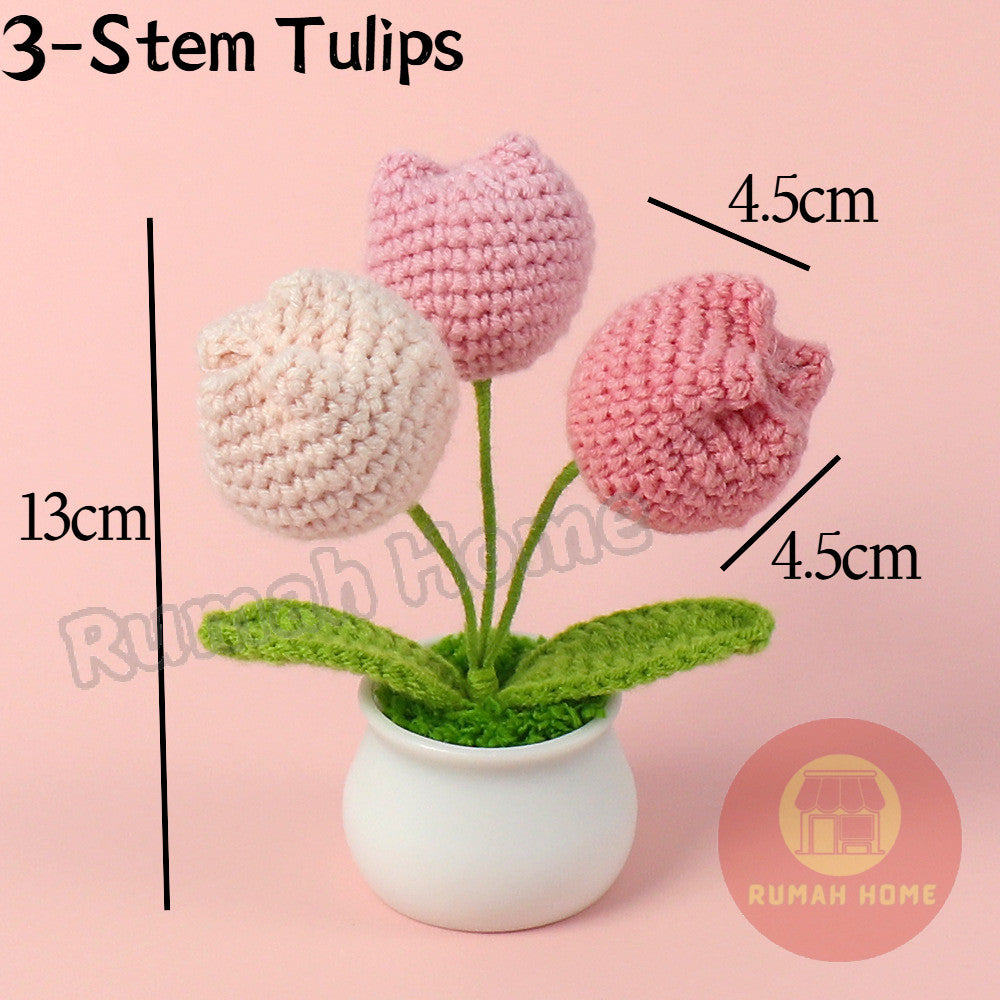 Crochet Sunflower Mini Potted Flower Handmade Decor Office Desk Car Decor Gift for Women Teachers Birthday Christmas