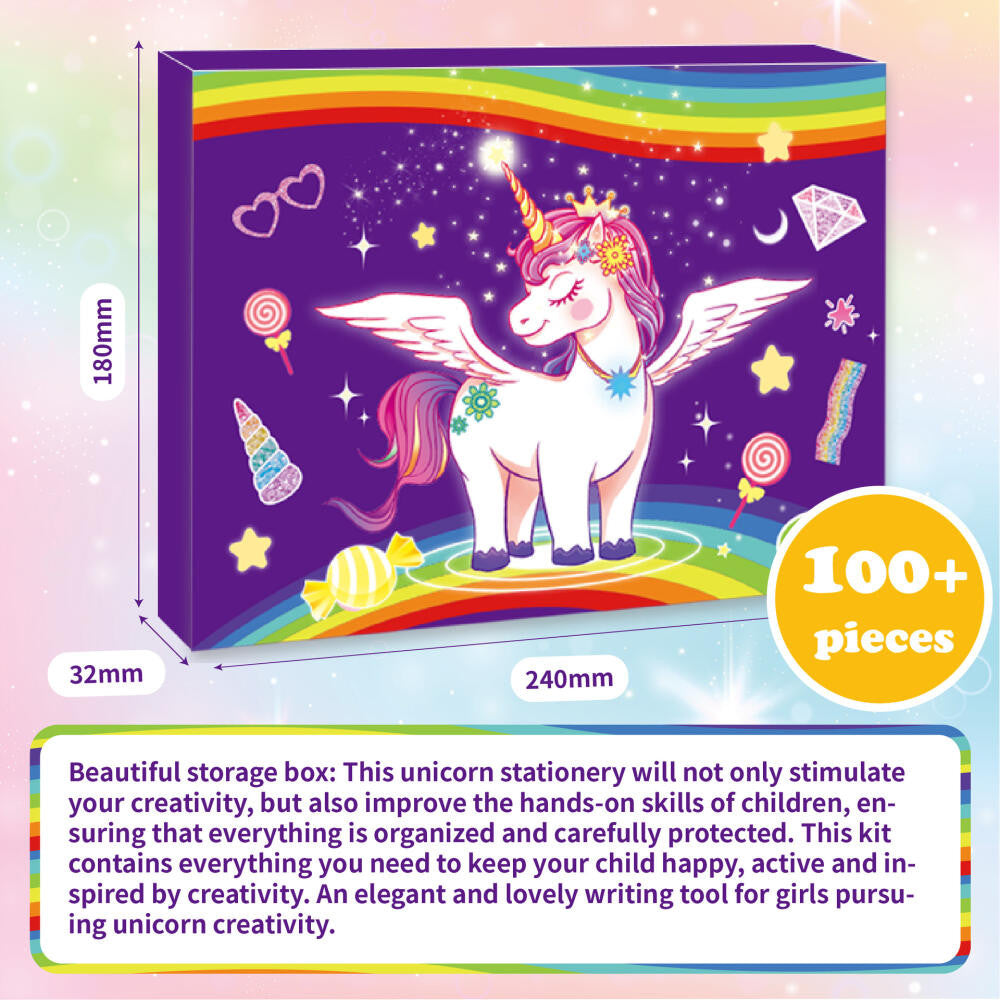 Anakkidsg---Unicorn purple DIY diary set, handbook scrapbook, birthday gift for girls