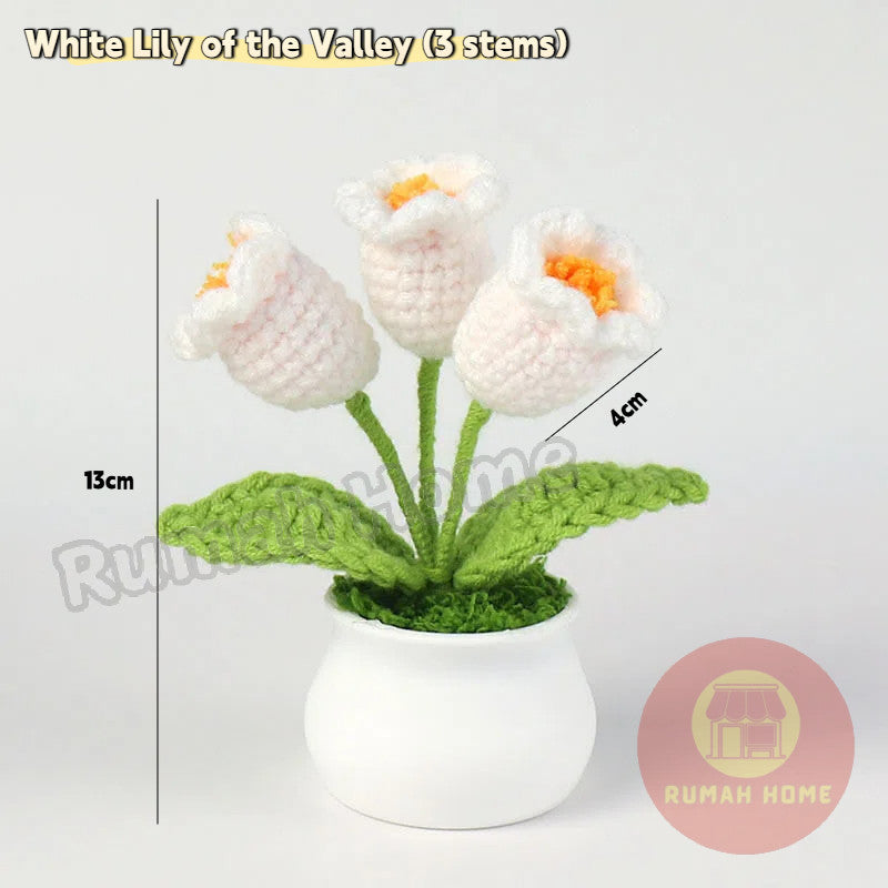 Crochet Sunflower Mini Potted Flower Handmade Decor Office Desk Car Decor Gift for Women Teachers Birthday Christmas