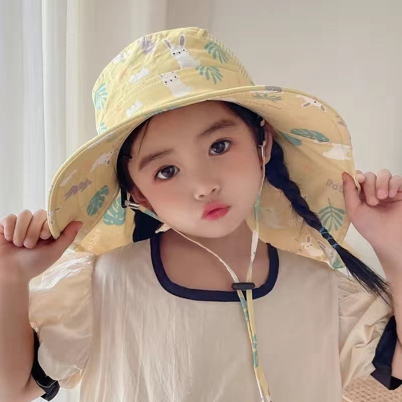 【SG stock】UV Protection Kids Sun Hat Big Brim Sunshade Hat Summer Breathable Fisherman Hat Neck Protection