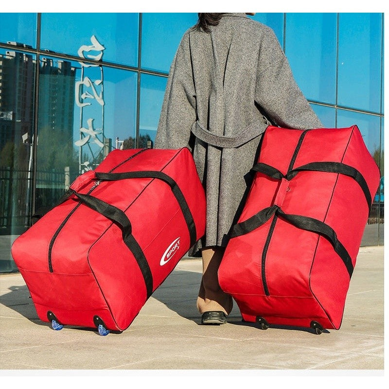 Tas Large-capacity Travel Bag with Wheels Oxford Cloth Foldable Luggage beg Duffle Weekender Bag