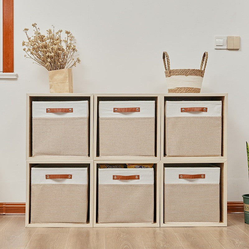 Tas Cloth Folding Storage Basket KALLAX Linen Household Toys Clothing Storage Box with Handle