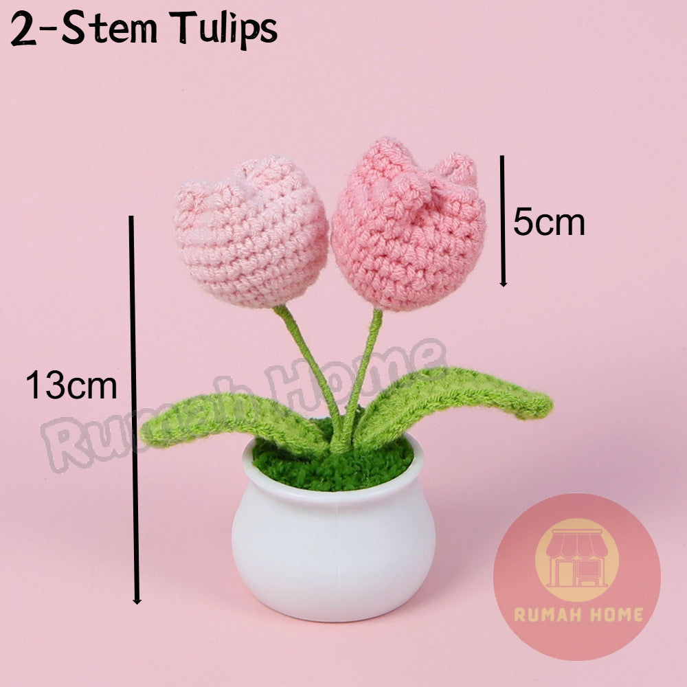 Crochet Sunflower Mini Potted Flower Handmade Decor Office Desk Car Decor Gift for Women Teachers Birthday Christmas