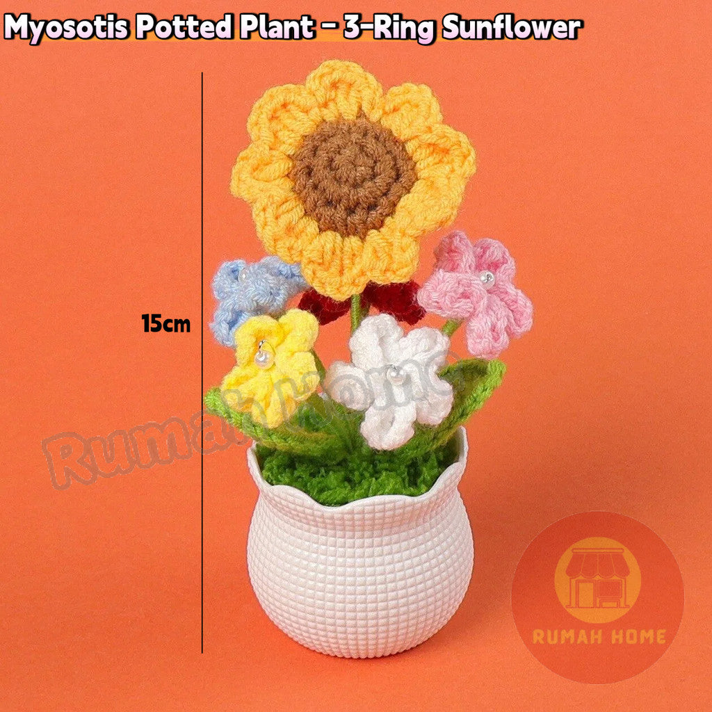 Crochet Sunflower Mini Potted Flower Handmade Decor Office Desk Car Decor Gift for Women Teachers Birthday Christmas