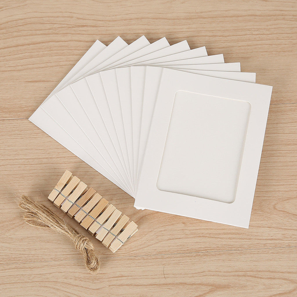 SG STOCK 10pcs/set Paper Frames with Clips 3 Inch Cardboard Photo Frames DIY Photo Holders Hanging Display Kit for Home