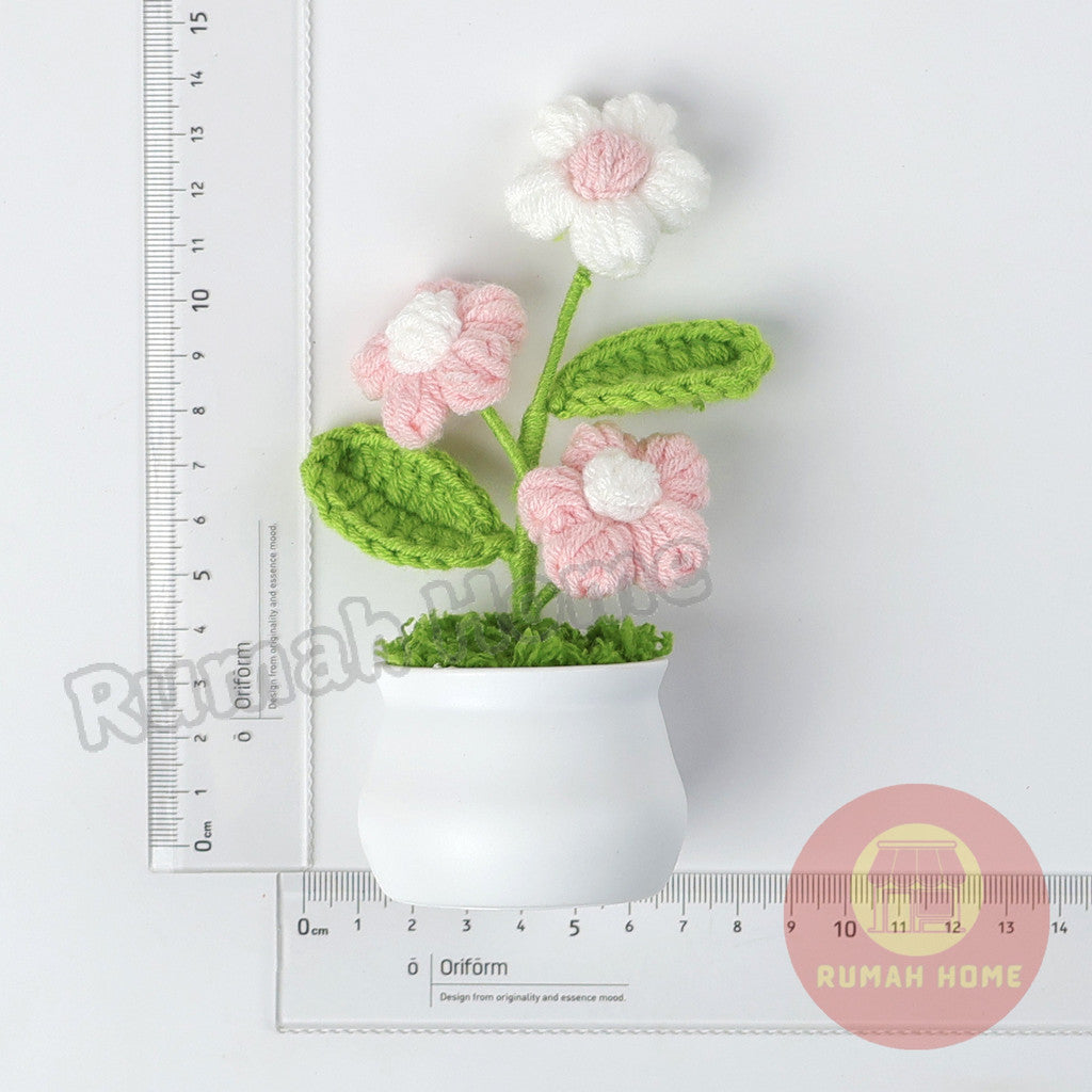 Crochet Sunflower Mini Potted Flower Handmade Decor Office Desk Car Decor Gift for Women Teachers Birthday Christmas