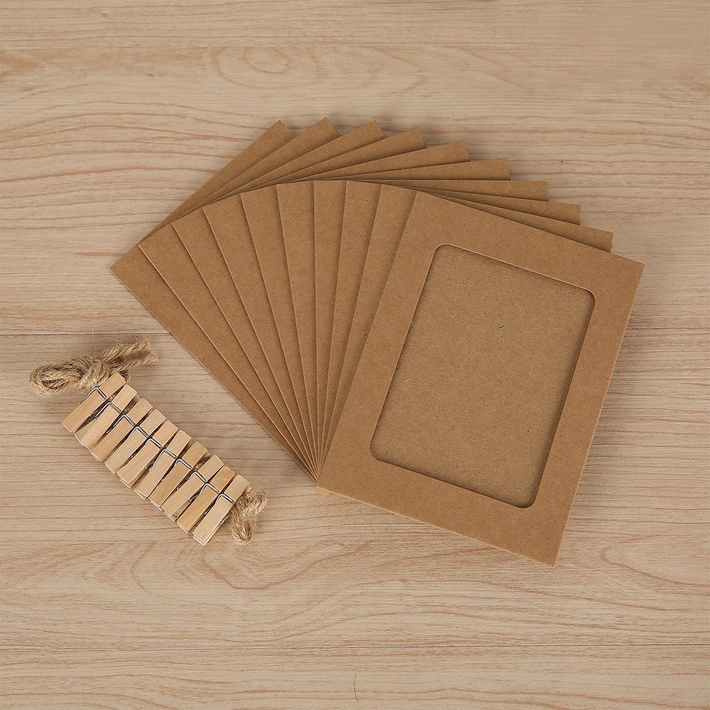 SG STOCK 10pcs/set Paper Frames with Clips 3 Inch Cardboard Photo Frames DIY Photo Holders Hanging Display Kit for Home