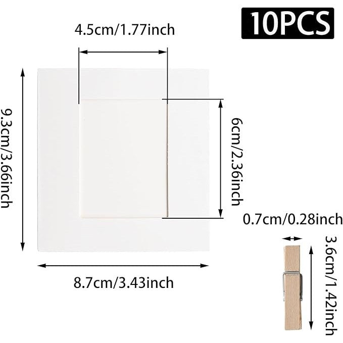 SG STOCK 10pcs/set Paper Frames with Clips 3 Inch Cardboard Photo Frames DIY Photo Holders Hanging Display Kit for Home