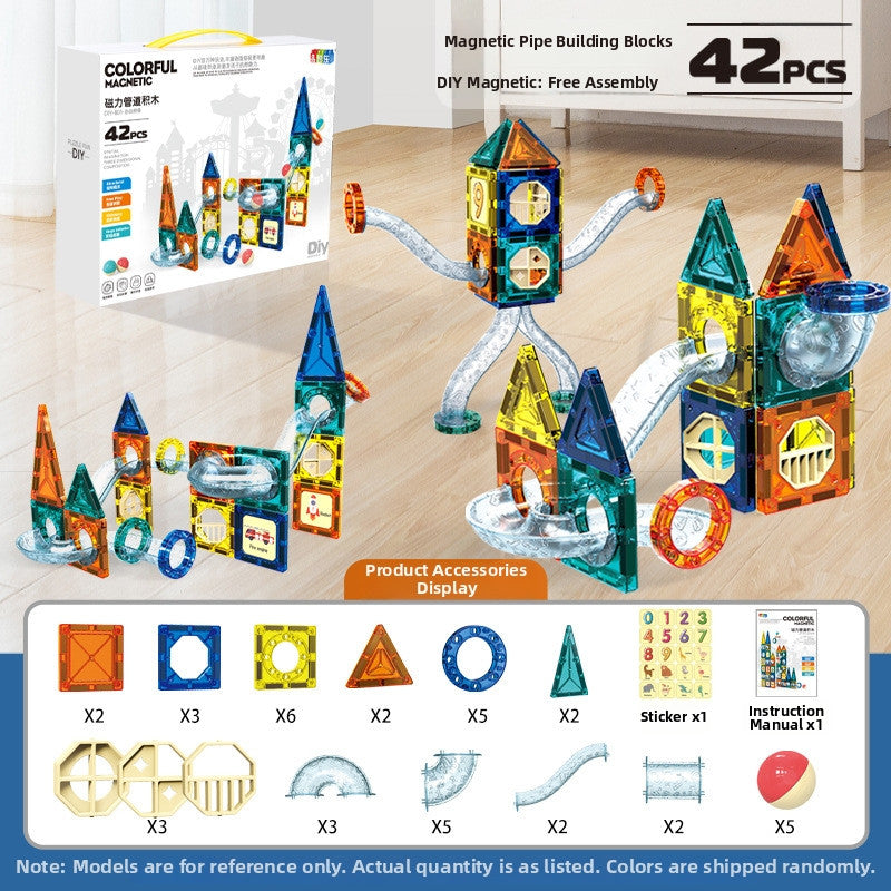SG  Magnetic Tiles Pipe Blocks for Toddlers 3D Clear Magnets STEM Toys Children Magnetic Tiles Building Set