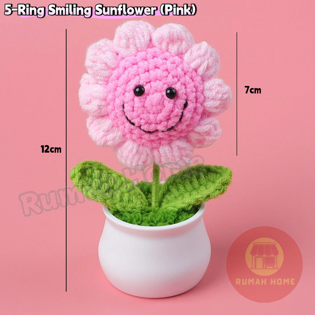 Crochet Sunflower Mini Potted Flower Handmade Decor Office Desk Car Decor Gift for Women Teachers Birthday Christmas