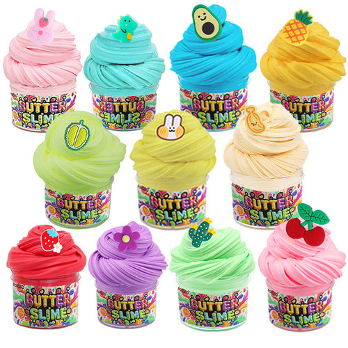 12 color butter mud slime set, slime cotton mud puff glue, color mud foaming clay