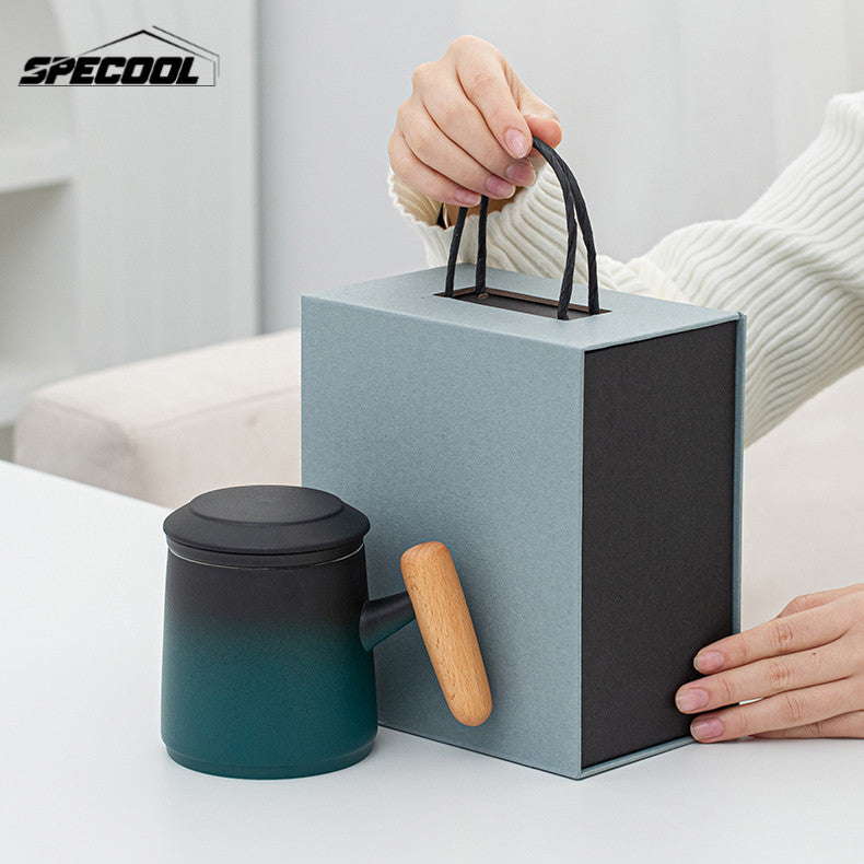 SG Specool® Tea Cup Gift Box Set Ceramic Mug Gift Set Tea Water Separation Cup Present Souvenirs Friends Father Gifts
