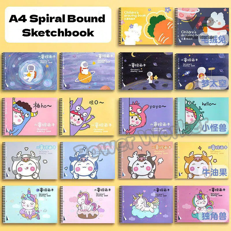 A4 Sketch Book Drawing Pad Spiral Bound 30 Sheets Thick Paper Art Sketchbook for Kids School Supplies