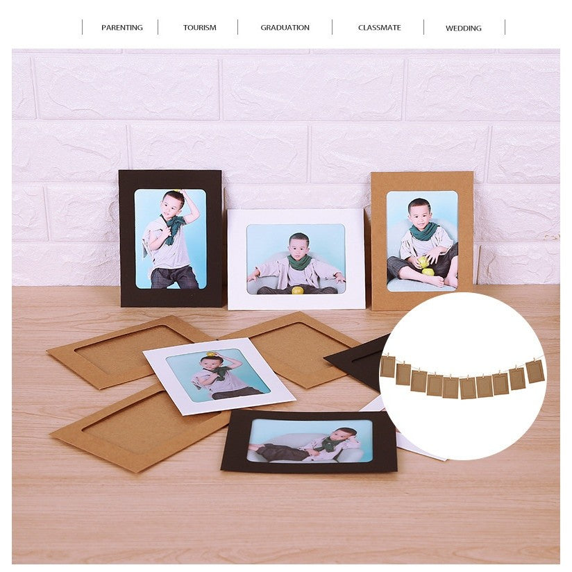 SG STOCK 10pcs/set Paper Frames with Clips 3 Inch Cardboard Photo Frames DIY Photo Holders Hanging Display Kit for Home