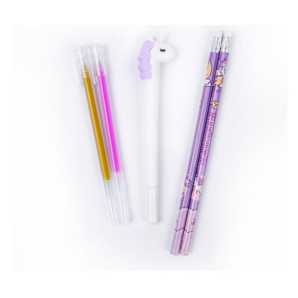 Anakkidsg---Unicorn purple DIY diary set, handbook scrapbook, birthday gift for girls