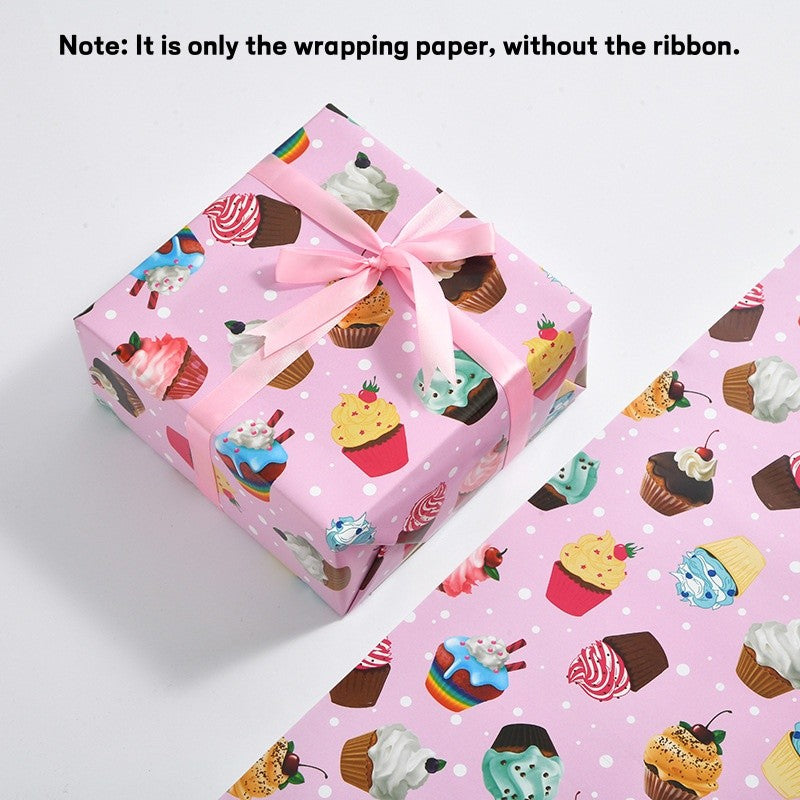 Birthday Wrapping Paper /Gift Wrappers for Holiday Kids Gift Box Packaging Paper/Card / Ribbon