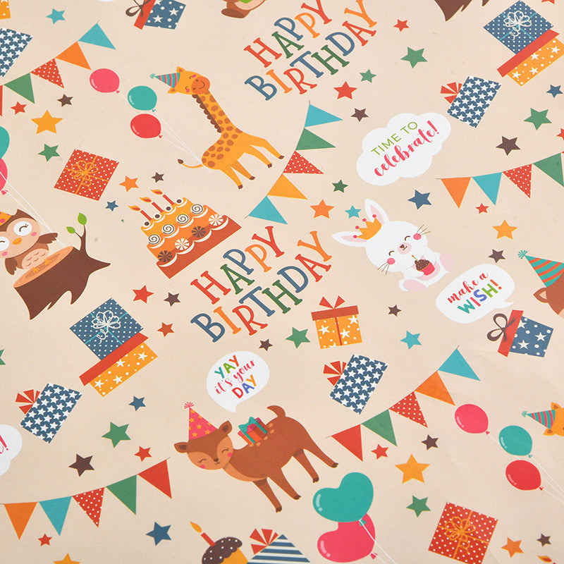 Birthday Wrapping Paper /Gift Wrappers for Holiday Kids Gift Box Packaging Paper/Card / Ribbon