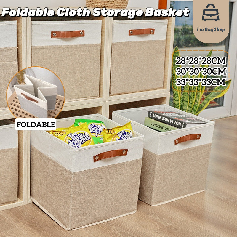 Tas Cloth Folding Storage Basket KALLAX Linen Household Toys Clothing Storage Box with Handle