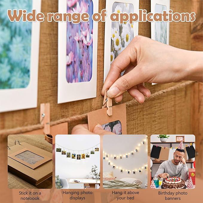 SG STOCK 10pcs/set Paper Frames with Clips 3 Inch Cardboard Photo Frames DIY Photo Holders Hanging Display Kit for Home