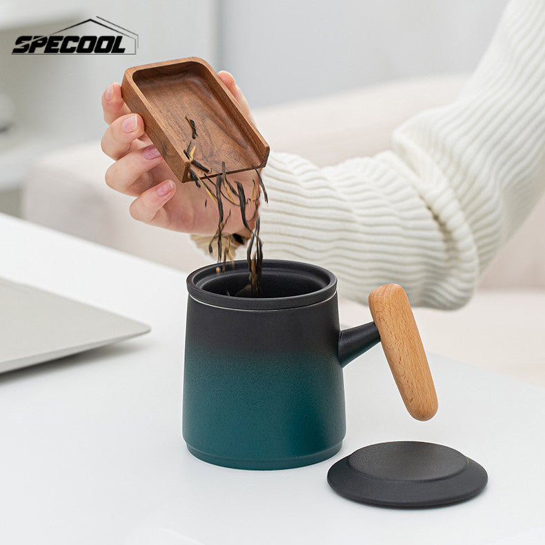 SG Specool® Tea Cup Gift Box Set Ceramic Mug Gift Set Tea Water Separation Cup Present Souvenirs Friends Father Gifts