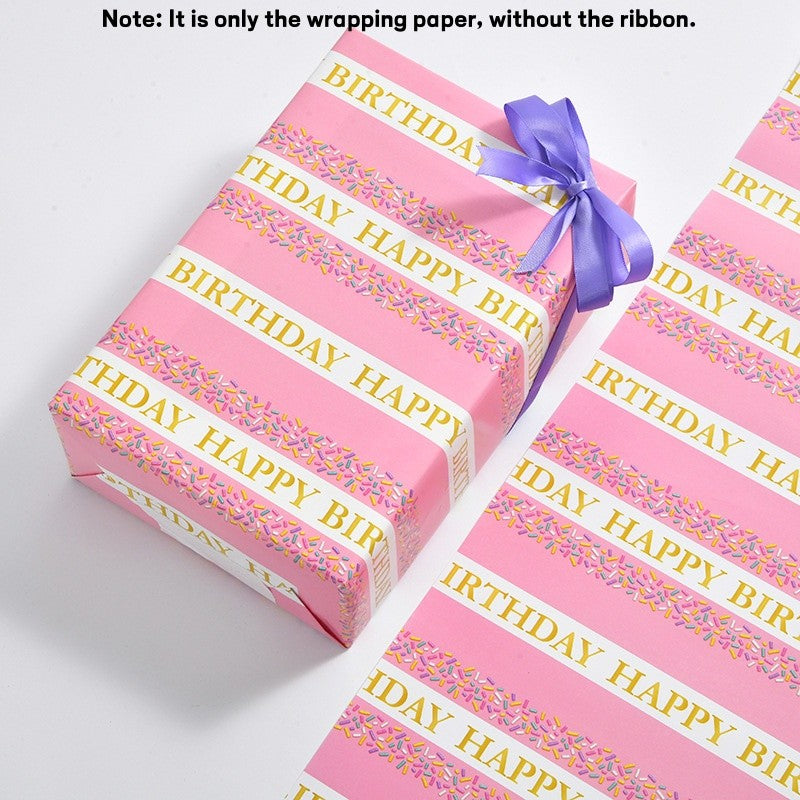 Birthday Wrapping Paper /Gift Wrappers for Holiday Kids Gift Box Packaging Paper/Card / Ribbon