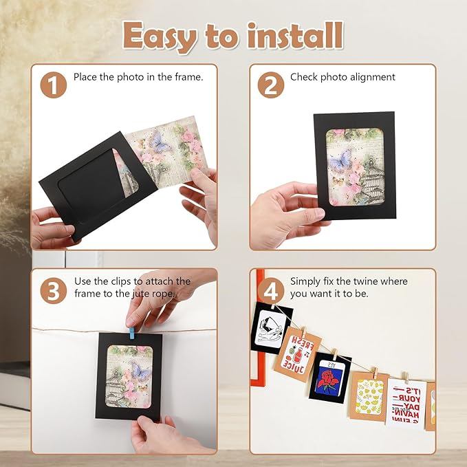 SG STOCK 10pcs/set Paper Frames with Clips 3 Inch Cardboard Photo Frames DIY Photo Holders Hanging Display Kit for Home