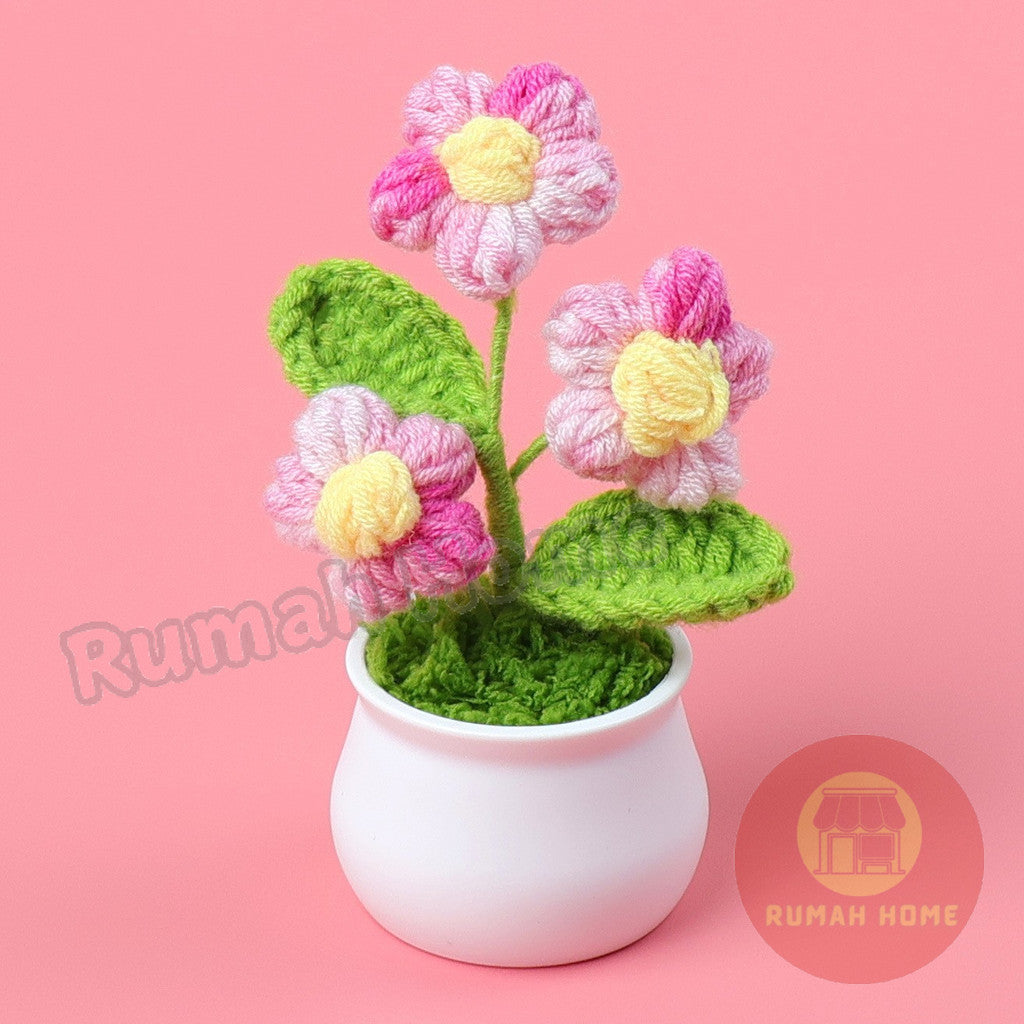 Crochet Sunflower Mini Potted Flower Handmade Decor Office Desk Car Decor Gift for Women Teachers Birthday Christmas