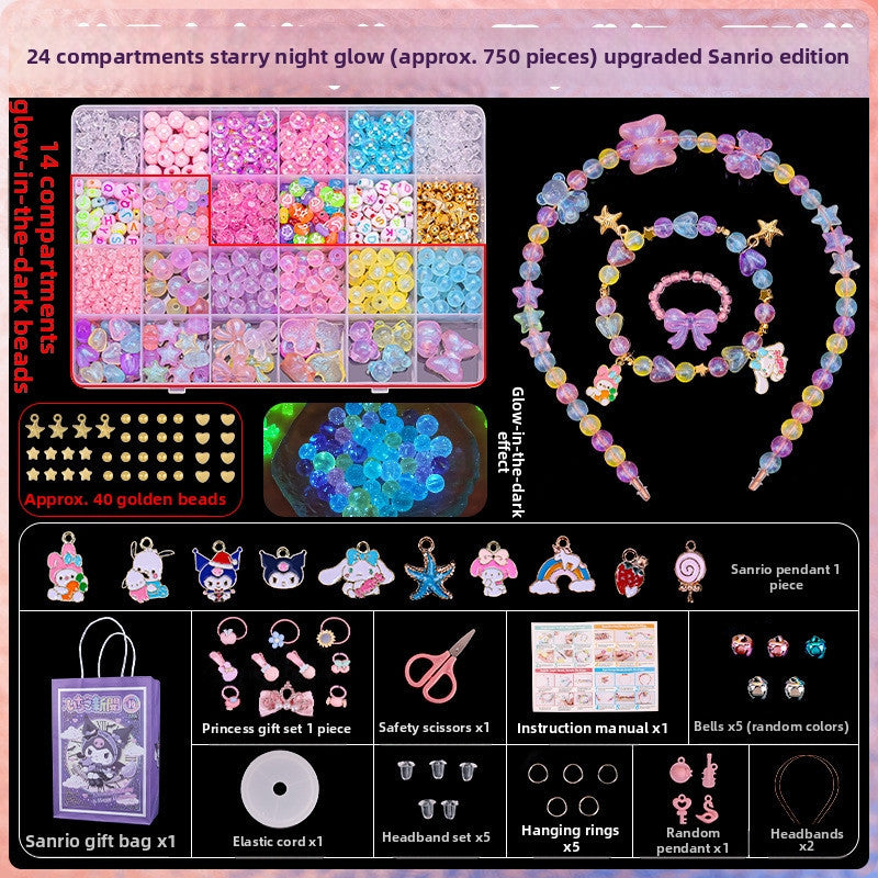 SG Kids DIY Bead Stringing Kit Crystal Bracelet/Necklace/Hand Pendant / Acrylic Puzzle Toys
