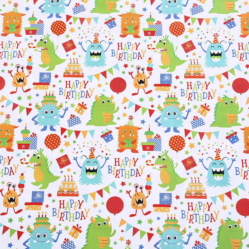 Birthday Wrapping Paper /Gift Wrappers for Holiday Kids Gift Box Packaging Paper/Card / Ribbon