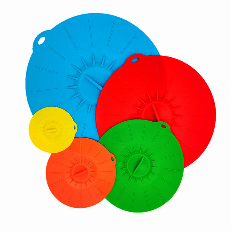 5pcs Silicone Bowl Lids 5 Sizes Reusable Sealed Suction Lids Heat Resistant Oil Shield