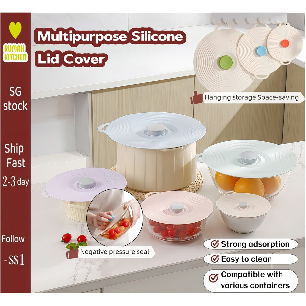 5pcs Silicone Bowl Lids 5 Sizes Reusable Sealed Suction Lids Heat Resistant Oil Shield