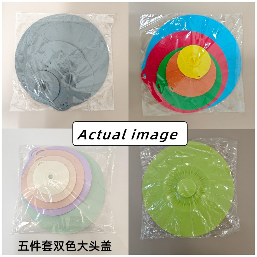 5pcs Silicone Bowl Lids 5 Sizes Reusable Sealed Suction Lids Heat Resistant Oil Shield
