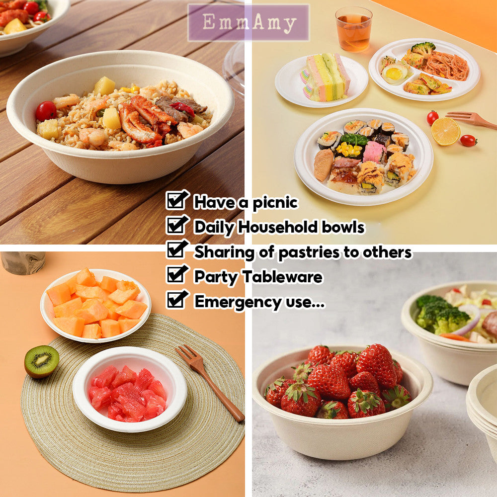 50pcs Disposable Biodegradable Tableware Set – Eco-Friendly Plates, Bowls, Cups, Spoons & Forks for BBQ & Party