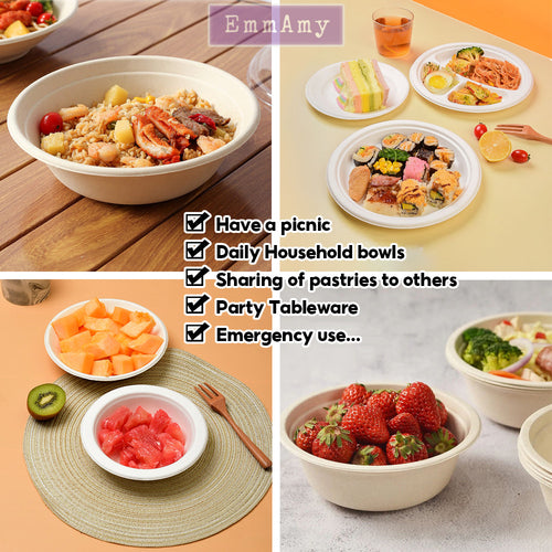 50pcs Disposable Biodegradable Tableware Set – Eco-Friendly Plates, Bowls, Cups, Spoons & Forks for BBQ & Party