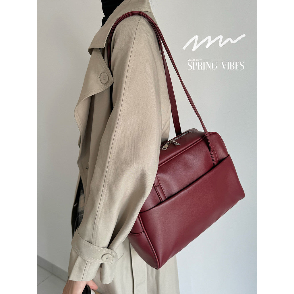 Tas Korean style large-capacity shoulder bag Lady's vintage underarm bag Versatile tote bag