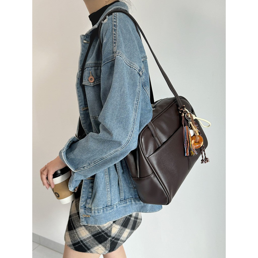 Tas Korean style large-capacity shoulder bag Lady's vintage underarm bag Versatile tote bag