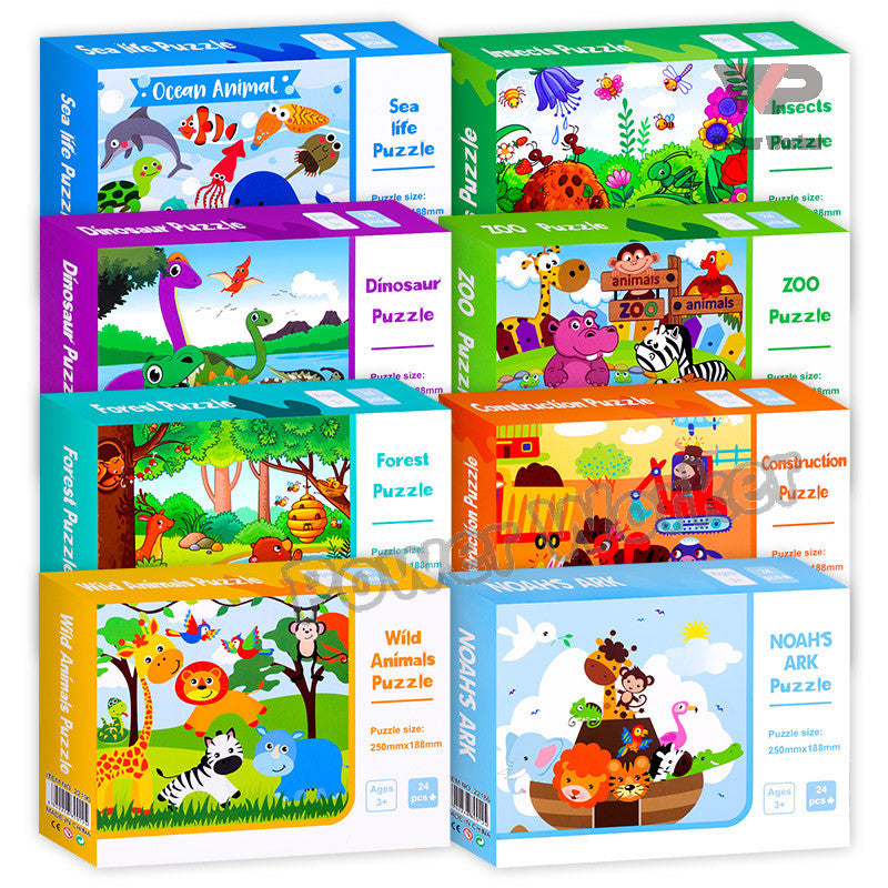 24PCS Kids Jigsaw Puzzle – Mini Educational Puzzle Toy for Ages 4–8, Travel & Birthday Party Favor Bag Gift