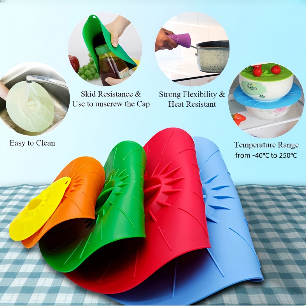 5pcs Silicone Bowl Lids 5 Sizes Reusable Sealed Suction Lids Heat Resistant Oil Shield