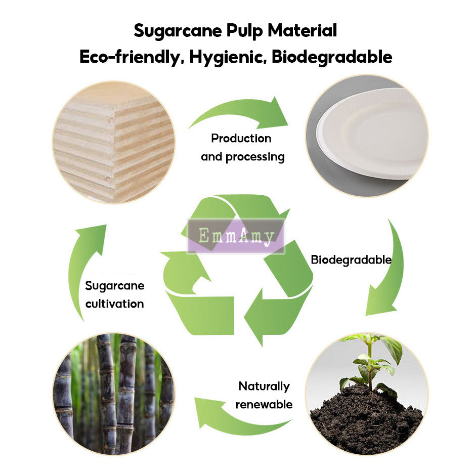 50pcs Disposable Biodegradable Tableware Set – Eco-Friendly Plates, Bowls, Cups, Spoons & Forks for BBQ & Party