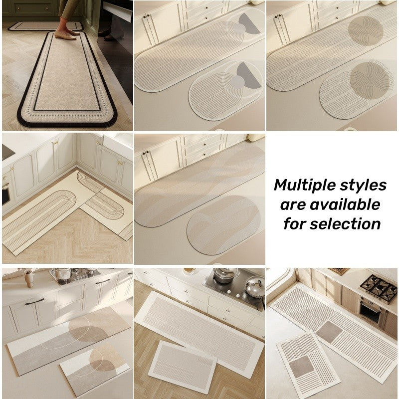 EmmAmy 2pcs/set Anti-slip Kitchen Floor Mat Simple Style Diatom Mud Mat Household Absorbent Carpet
