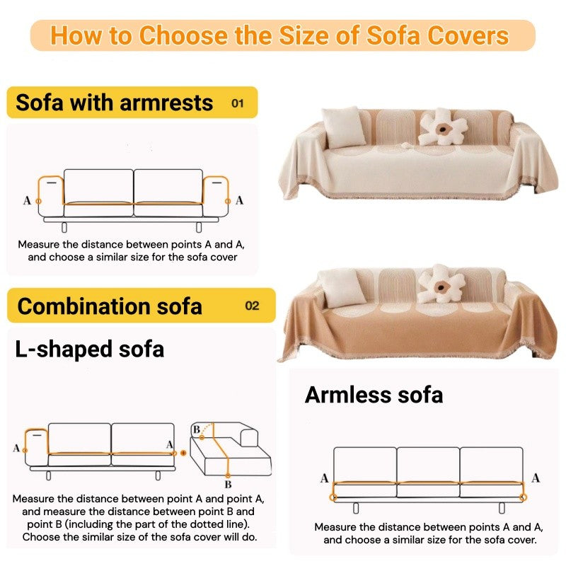 EmmAmy Nordic Region Thickened Sofa Cover Cat Scratch Protection Slipcover Chenier Double-sided Sofa Blanket
